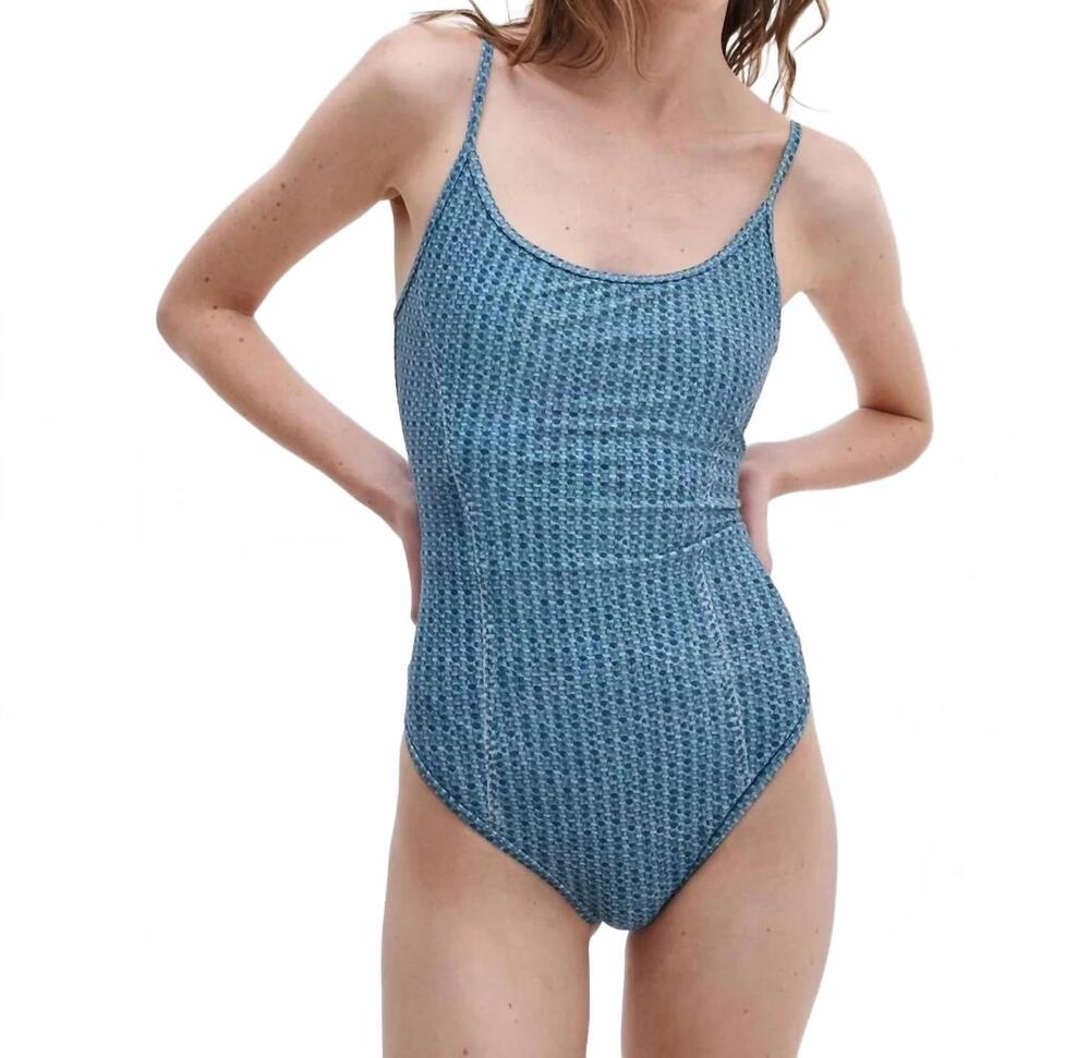 NEW RAG & BONE miramar one piece swimsuit in indigo waffle